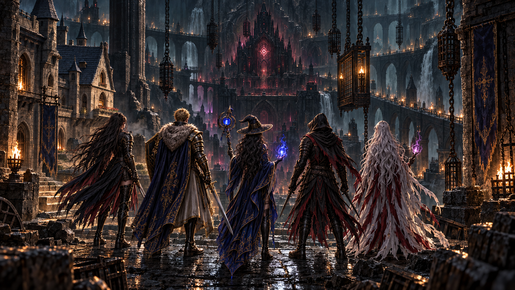 UNDERWAKE’s five heroes face a vast, torch-lit prison beneath a ruined kingdom